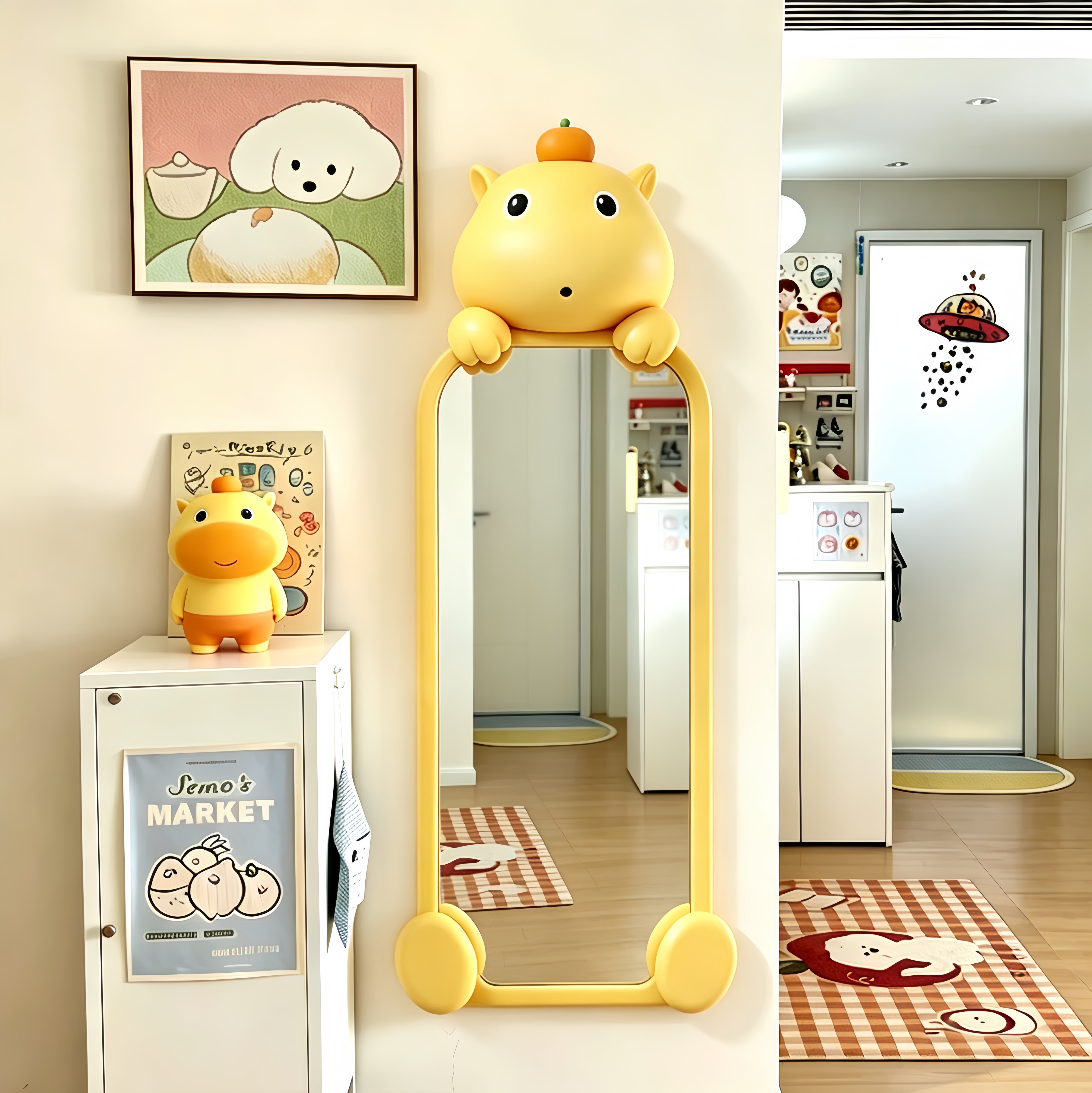 卡通噜噜造型创意穿衣镜