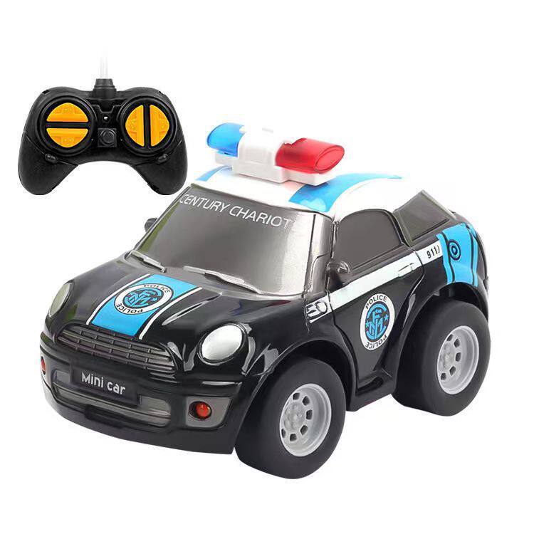 跨境电商亚马逊电动玩具厂家批发1:43Q版4通MINI遥控车漂移车警车
