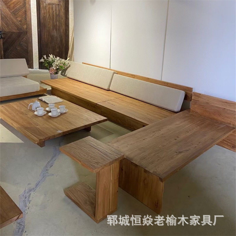 中式老榆木罗汉床简约长榻实木沙发床客厅卧榻小户型榆木家具
