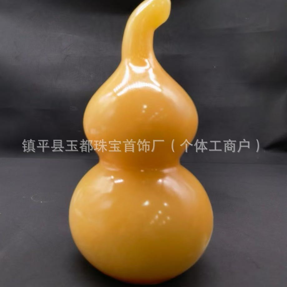 批发天然米黄玉葫芦玄关摆件酒柜纳福工艺品电视柜客厅办公室招财