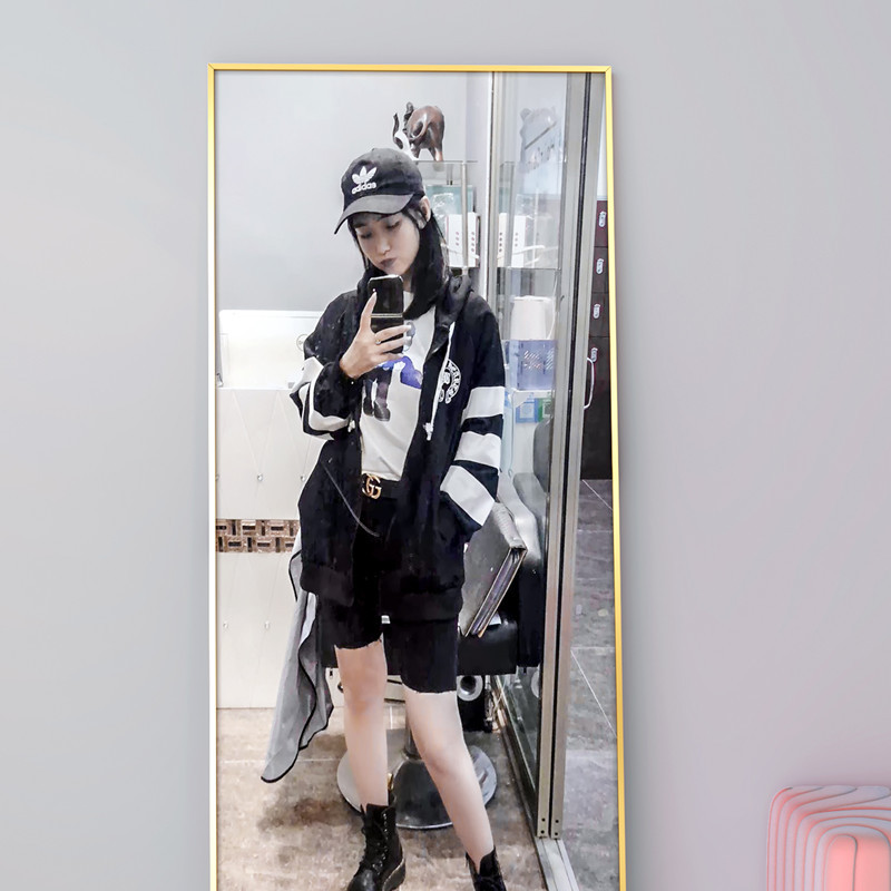 一件代发 铝合金穿衣镜全身镜 落地服装店镜子显瘦拉长网红大镜子