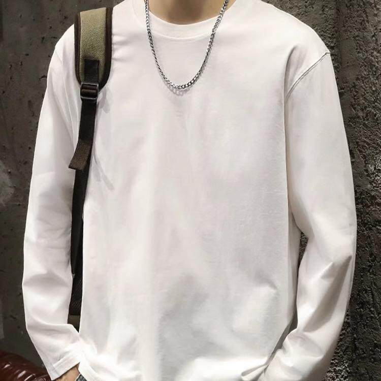 美式重磅长袖T恤男纯棉春
