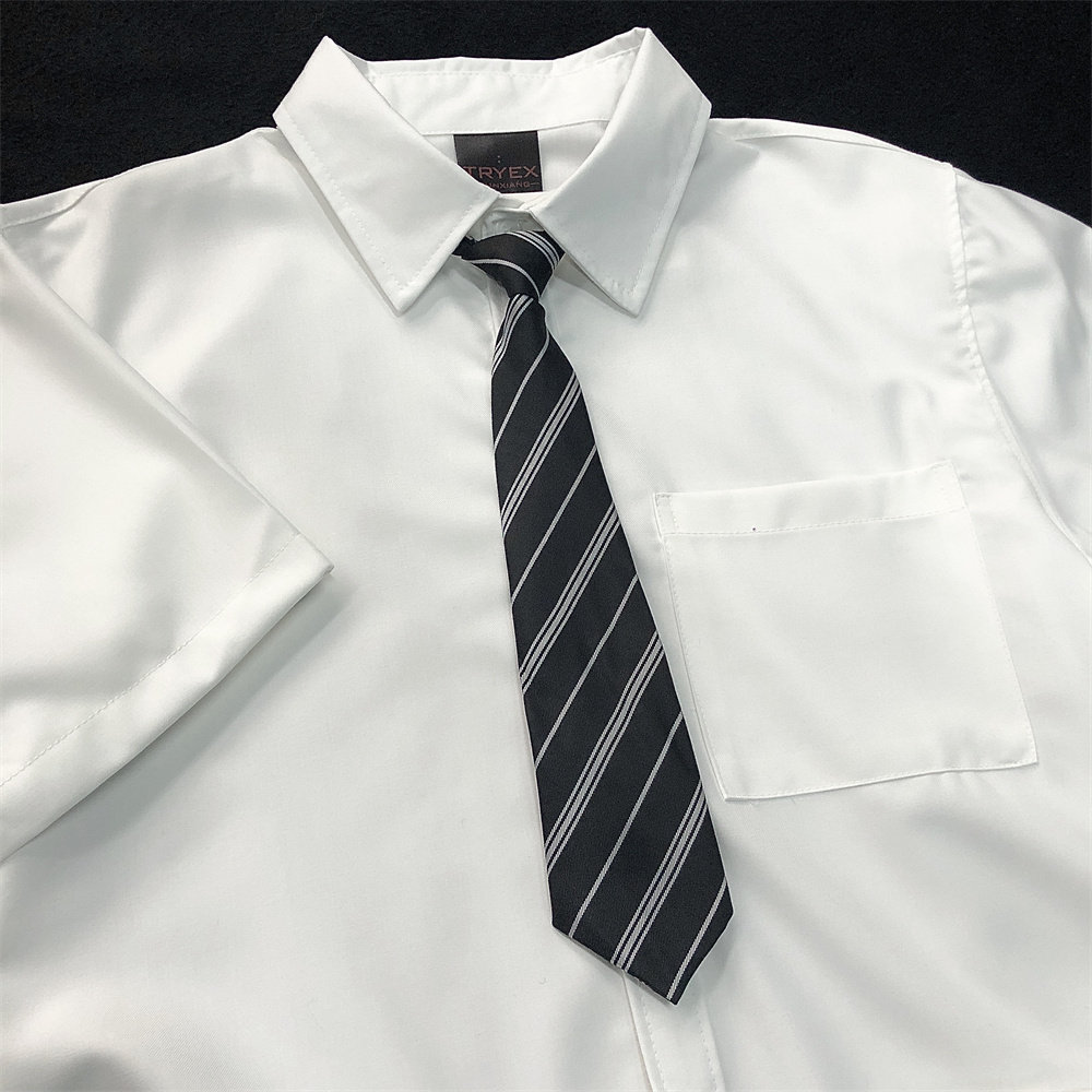 白色短袖衬衫男夏季学院