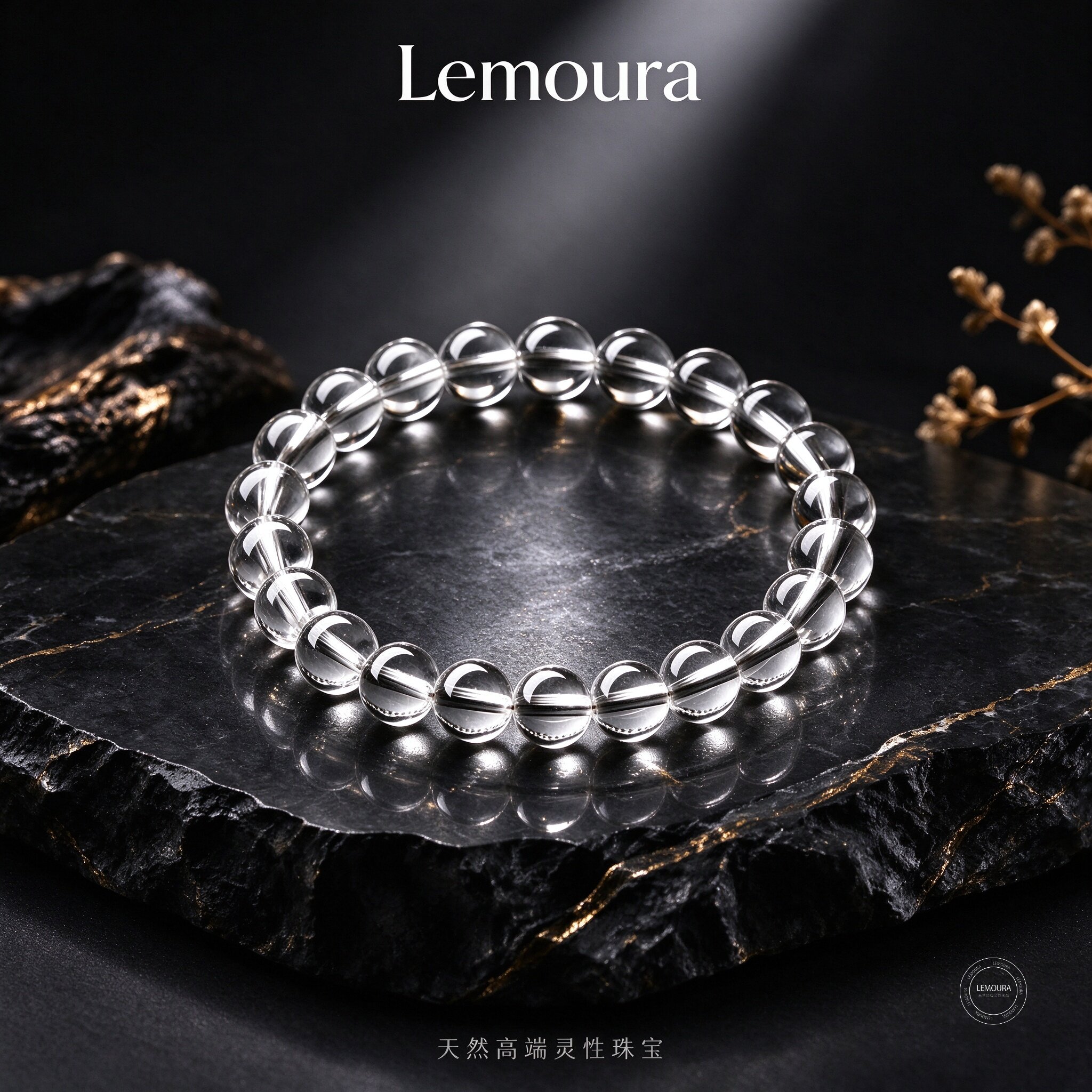 【2026新款】Lemoura天然白水晶手串正品巴西原石手链女串珠手镯
