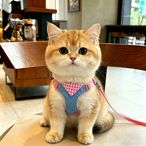 猫咪牵引绳防挣脱遛猫绳子外出幼猫金渐层可调节牛仔胸背带布偶猫