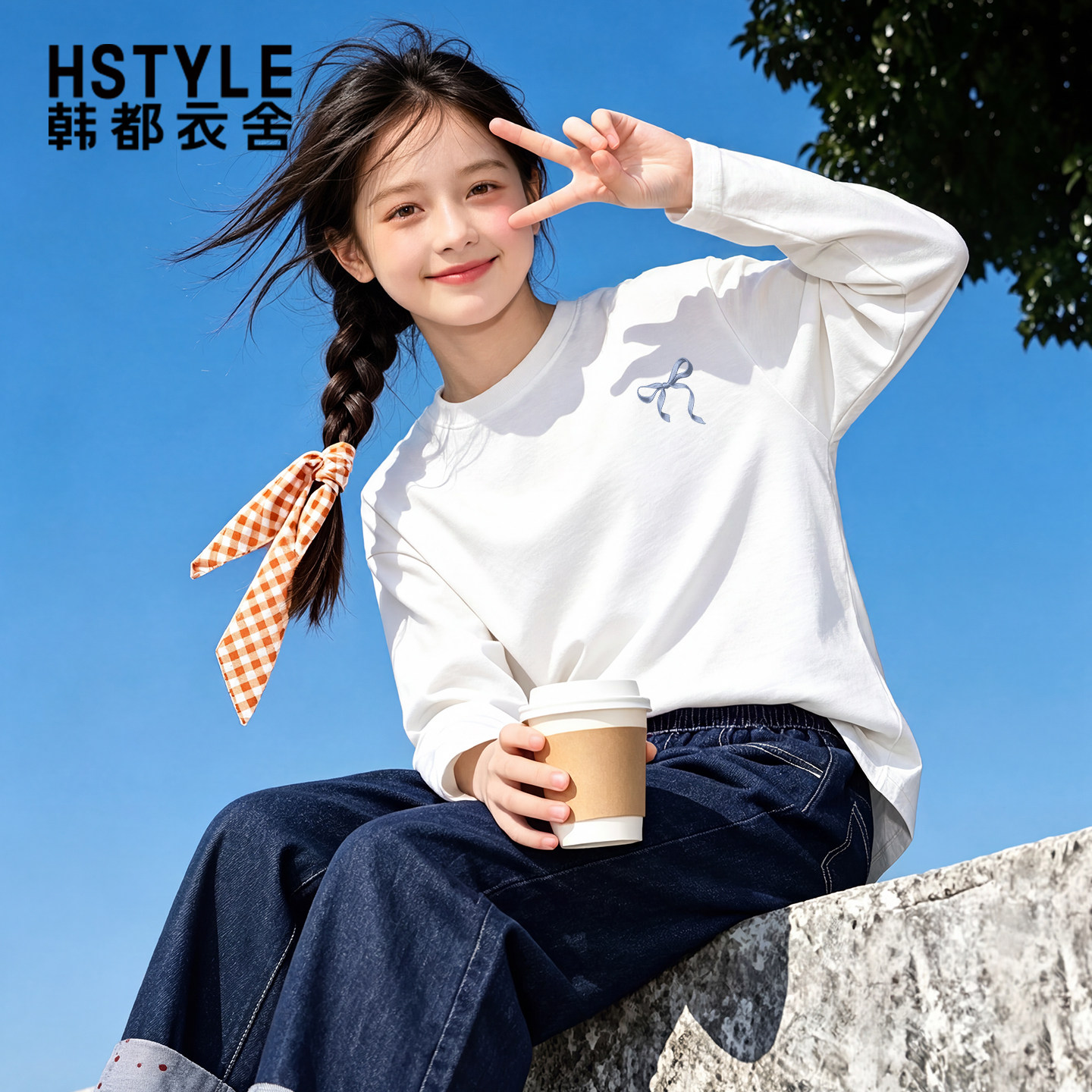 韩都衣舍长袖t恤女童秋装儿童纯棉打底衫春秋款2026新款秋季内搭