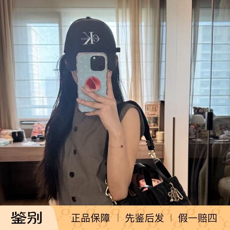 迪奥土著竖版小号黑金手拿包