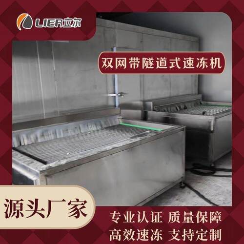 全自动网带式大型隧道式速冻设备 鸡瓜双网带隧道式速冻设备