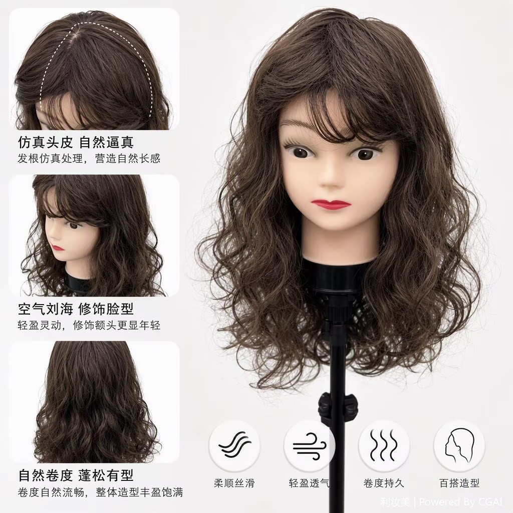 儿童棕色大波浪演出假发
