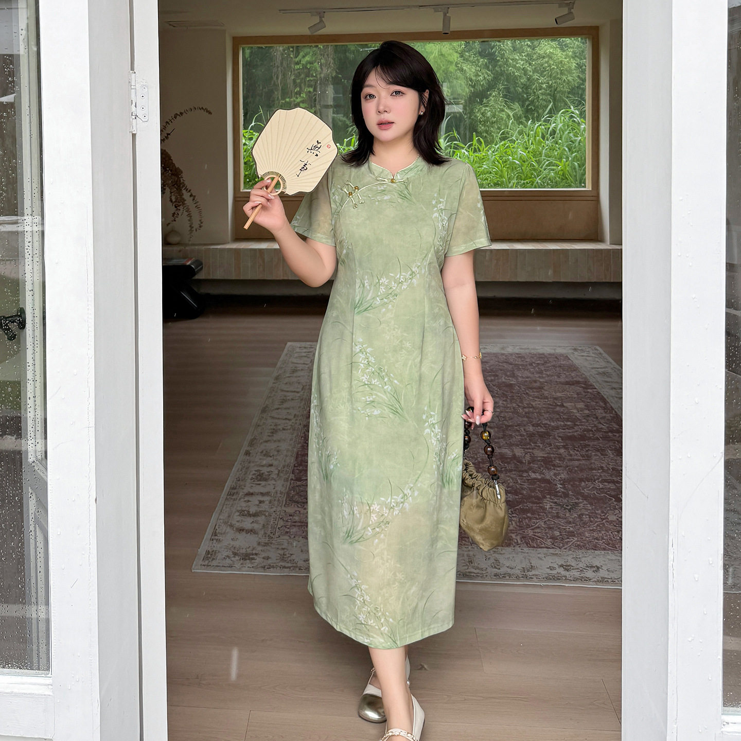伊诺大码女装新中式改良旗袍连衣