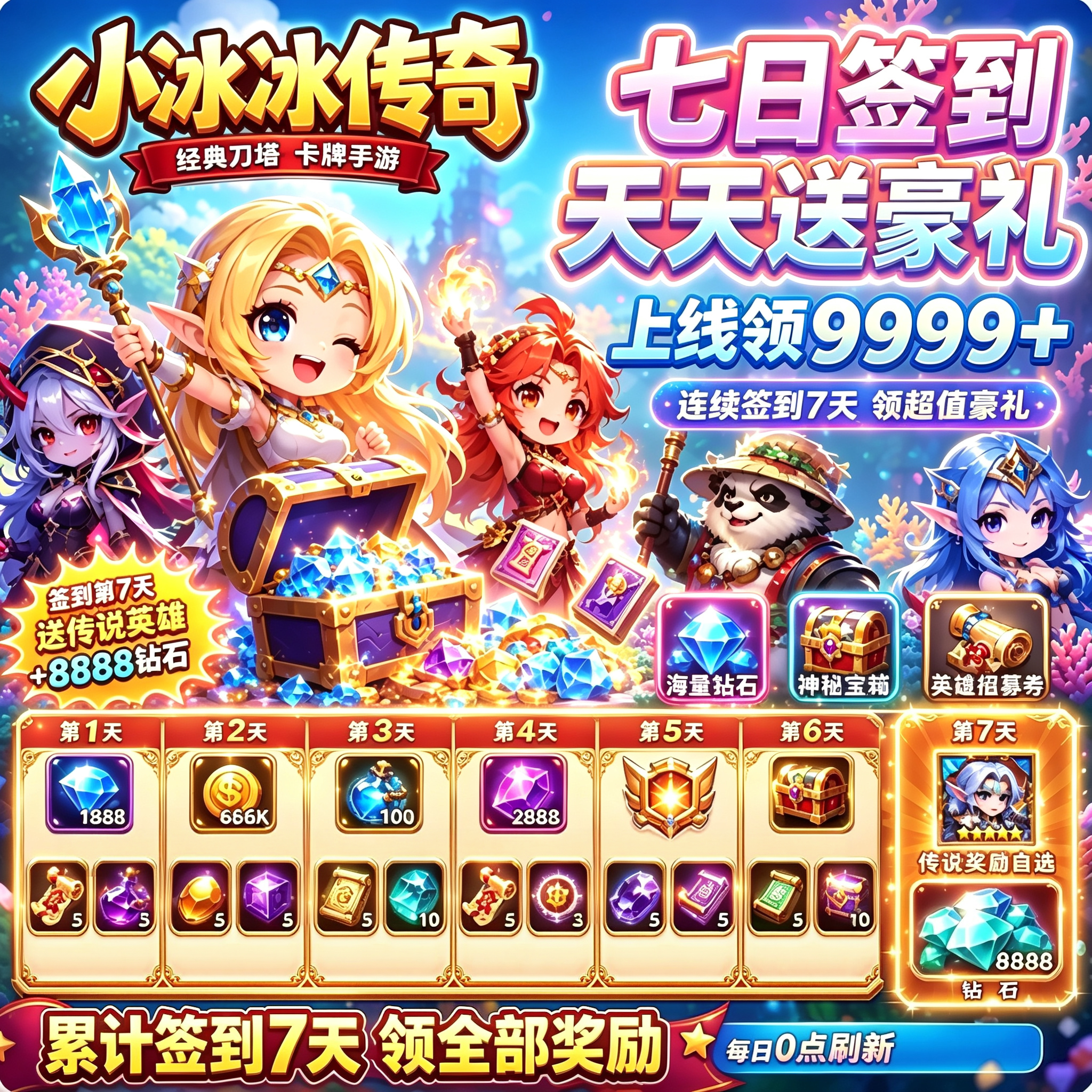 小冰冰传奇钻石金币体力药水稀有道具全部配齐传说英雄自选箱到手