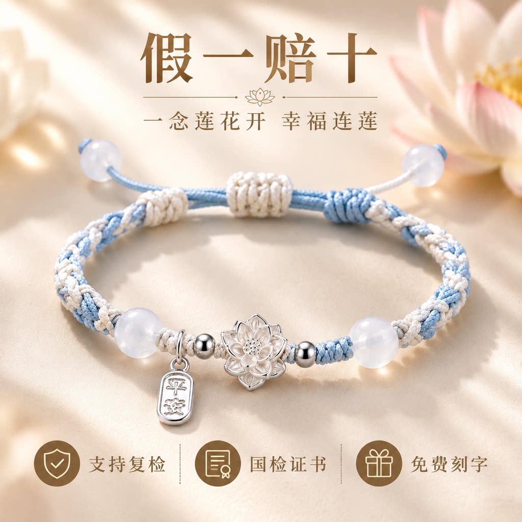 好事莲莲足银编制手绳
