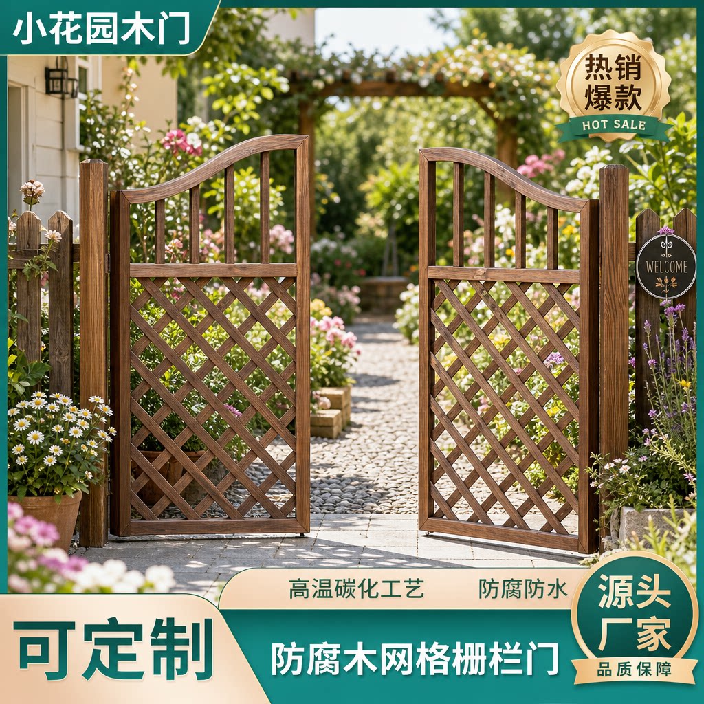 碳化木篱笆网格菜园围栏护栏户外栅栏