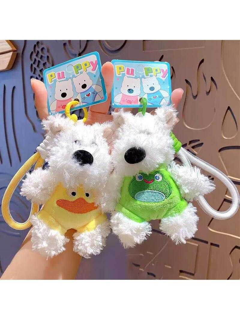 New West Highland Plush Dog Pendant Cartoon Doll Scribbled Puppy Outfit Doll Bag Pendant Keychain