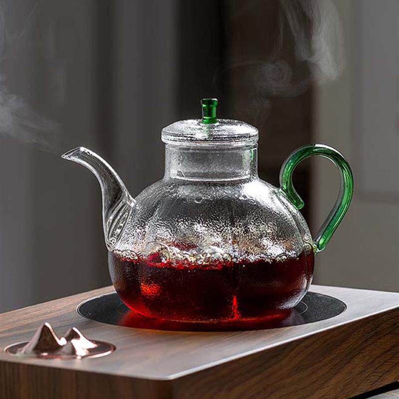日式纯手工锤纹耐热玻璃茶壶+煮茶壶+花瓣壶+功夫茶具+花茶壶家用