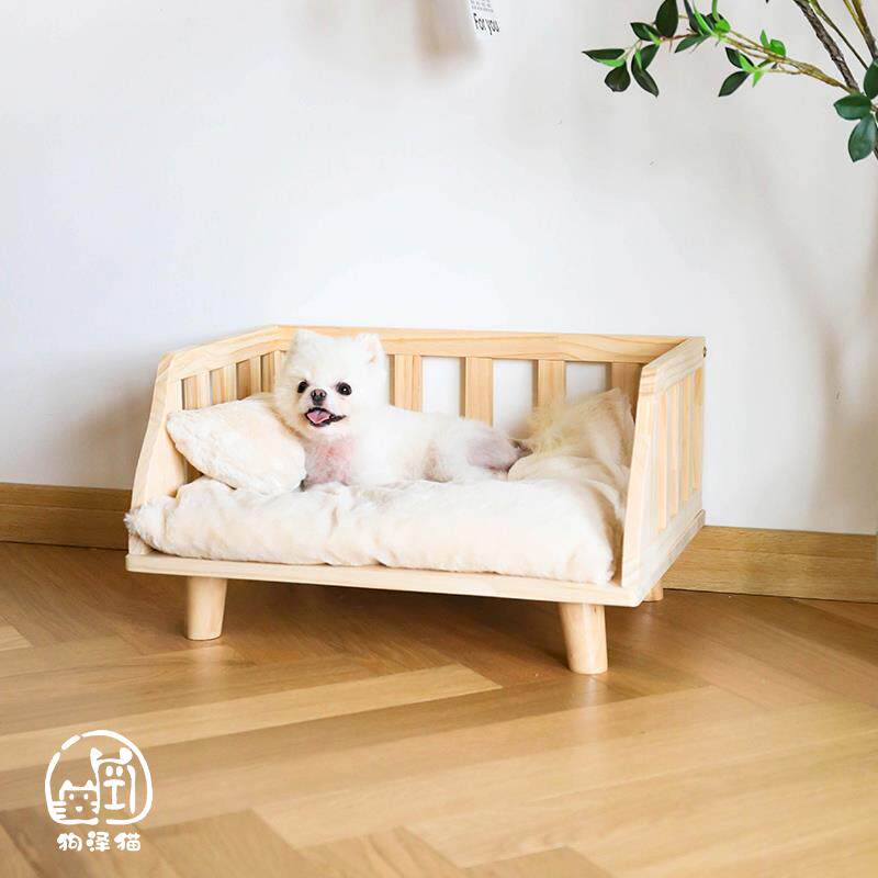 简约美学狗床四季通用狗窝实木狗屋小型犬博美宠物床猫窝原木猫床