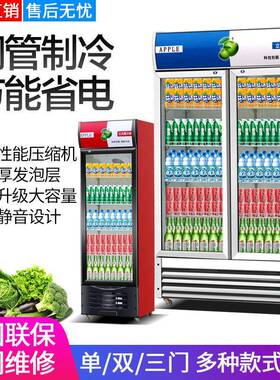 啤酒饮料柜商用冷藏展示柜蔬菜水果立式保鲜柜便利店双三门冰柜