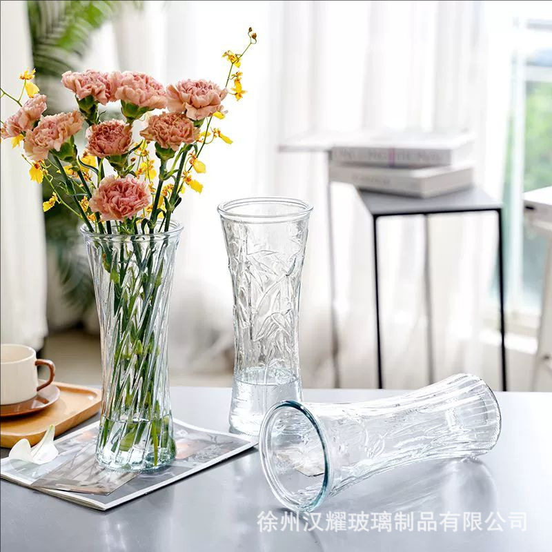 特大号简约玻璃花瓶透明装饰北欧花瓶创意富贵竹插花家用客厅摆件