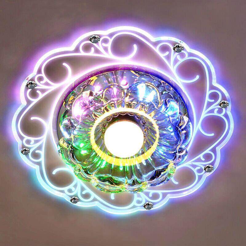 客厅彩色水晶过道灯led吸顶灯圆形门厅入户玄关阳台走廊灯具20cm