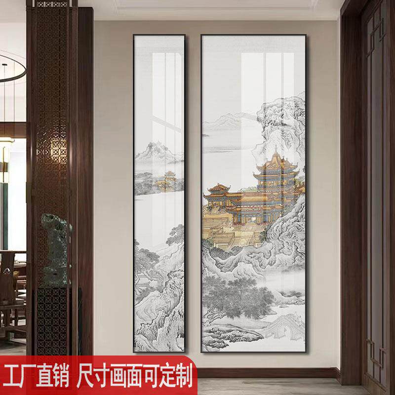新中式走廊过道挂画茶室背景墙高级感壁画民宿酒店大厅玄关装饰画