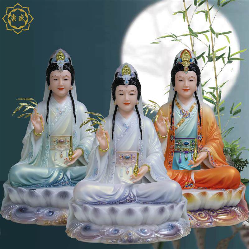 观音菩萨佛像汉白玉坐莲南海观世音菩萨送子观音娘娘家用供奉摆件