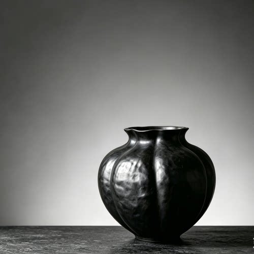 淳也-黑色南瓜陶瓷花瓶C0930B0（高23口12肚22 ）