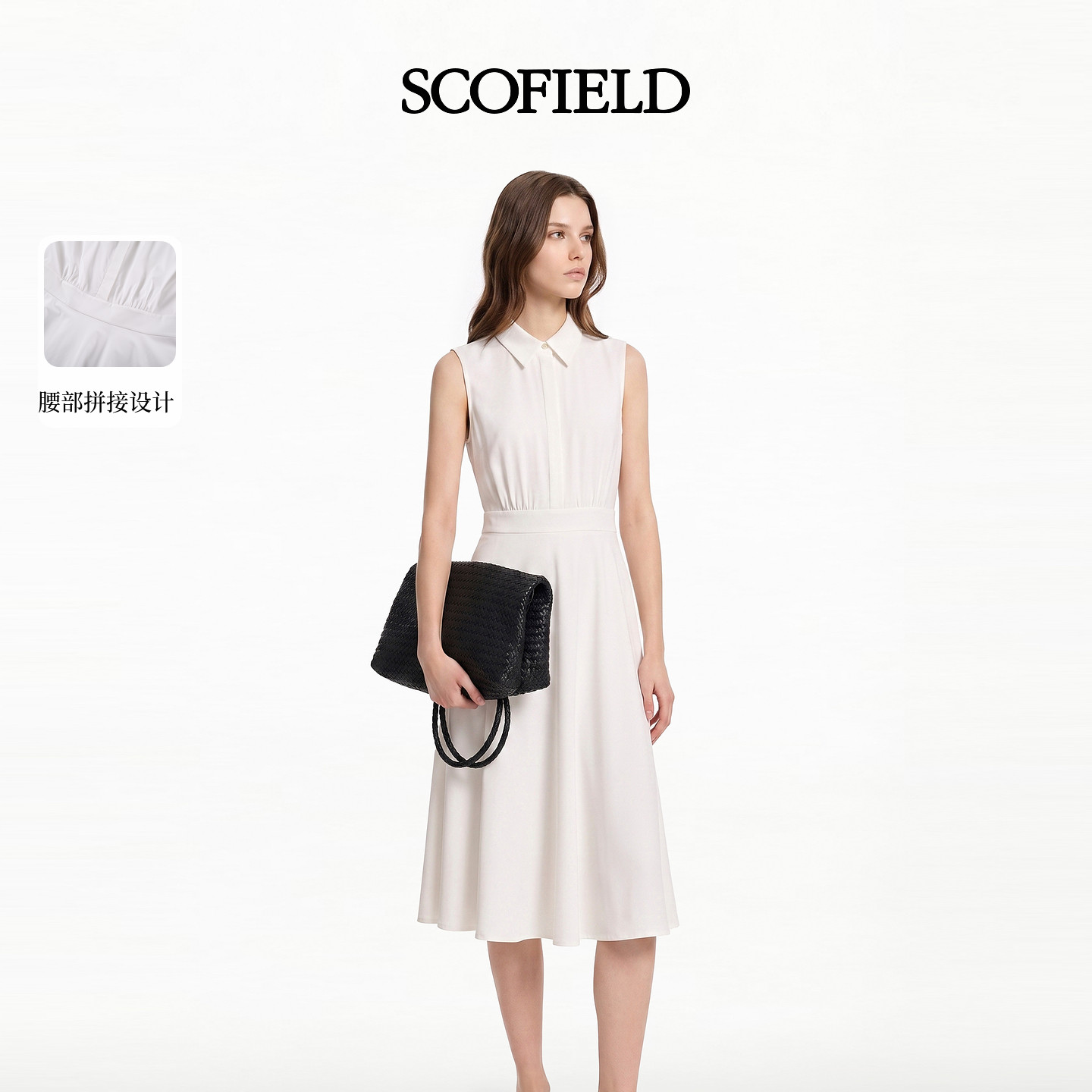 【scofield奥莱】【含棉】日常无袖A摆衬衫连衣裙2026夏季新品图片