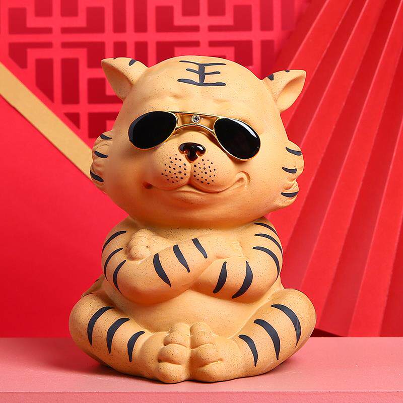 网红可爱生肖虎存钱罐陶瓷摆件乔迁之喜新居新房新年装饰摆设礼物