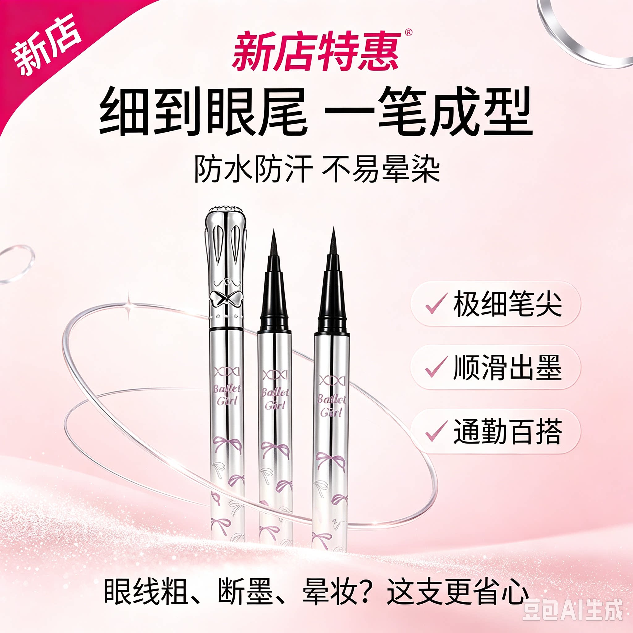 xixi蝴影匀勒极细眼线笔创新菱形笔尖粗细两用下睫毛卧蚕笔