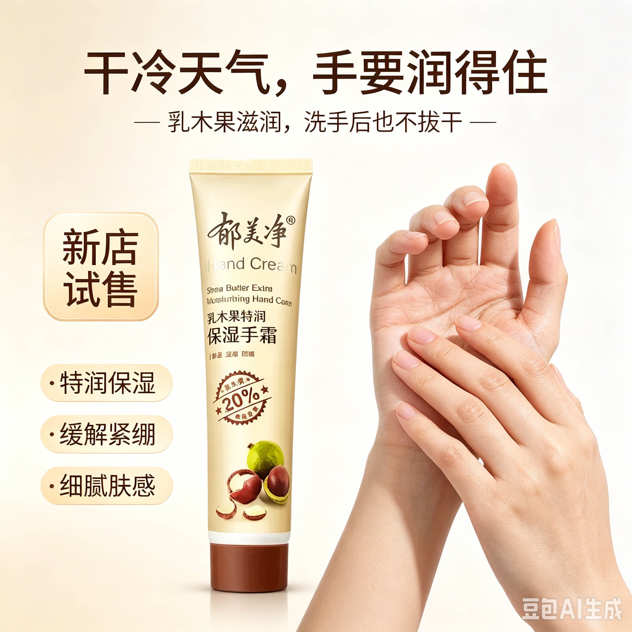 郁美净乳木果保湿手霜20%乳木护手霜