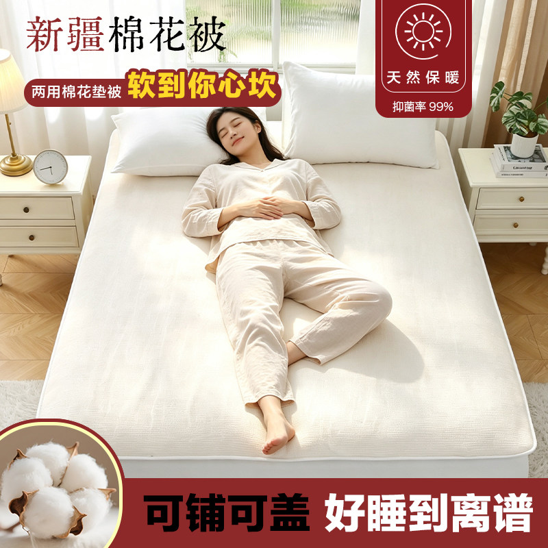 加密鱼鳞网棉花千层垫被保暖两用