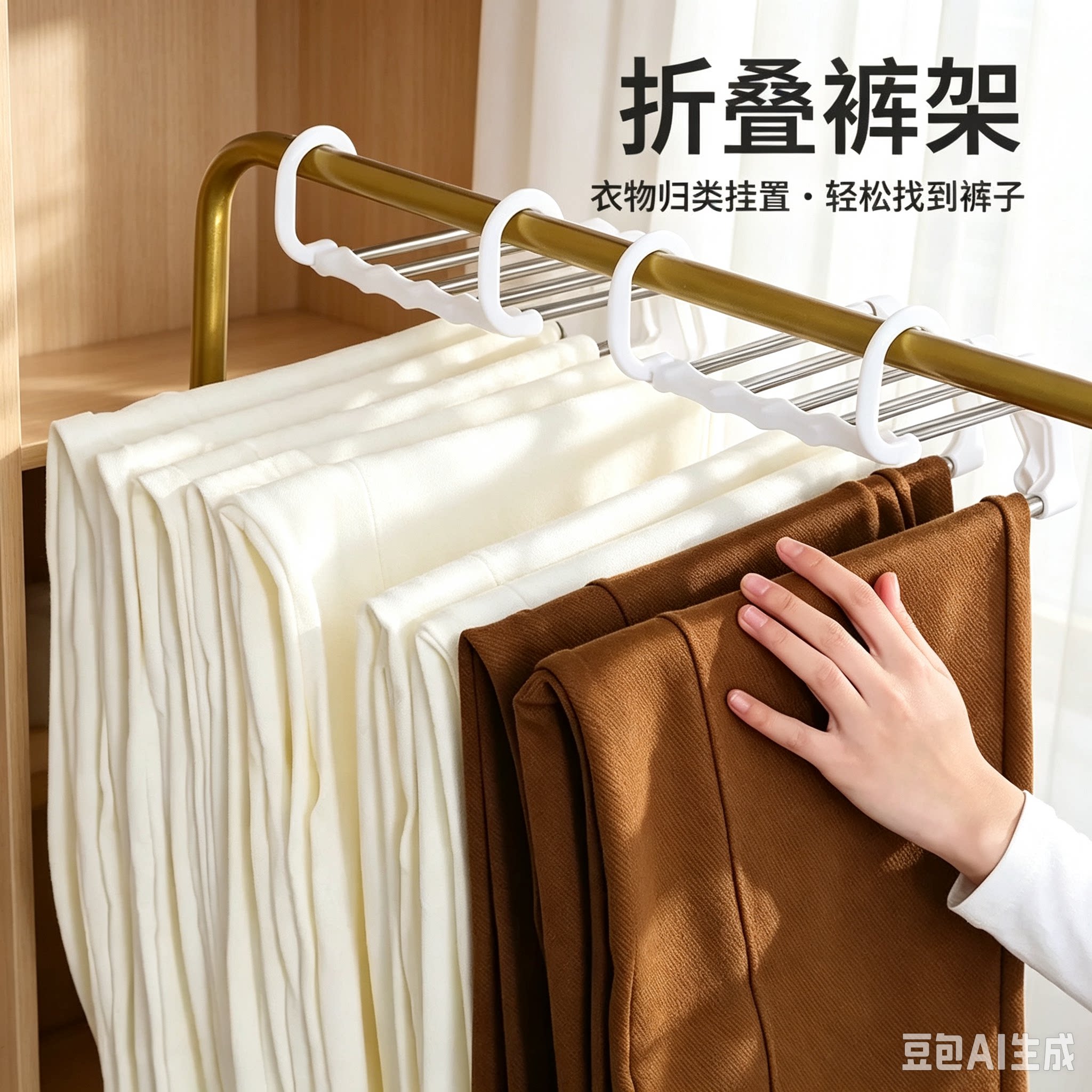 不锈钢无痕裤架无痕不锈钢裤架衣架可折叠节省空间折叠裤架MD3