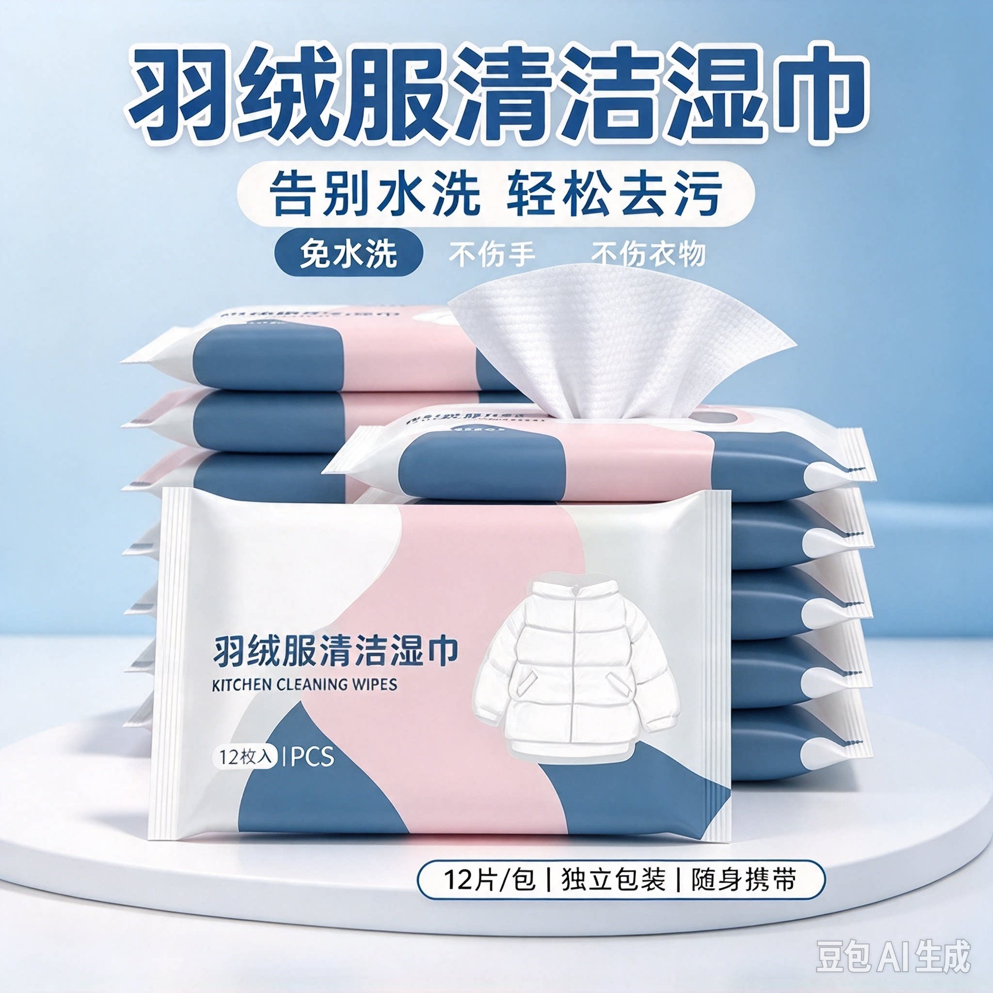 新升级羽绒服清洁湿巾免水洗去污火锅油污渍持久留香便携MD