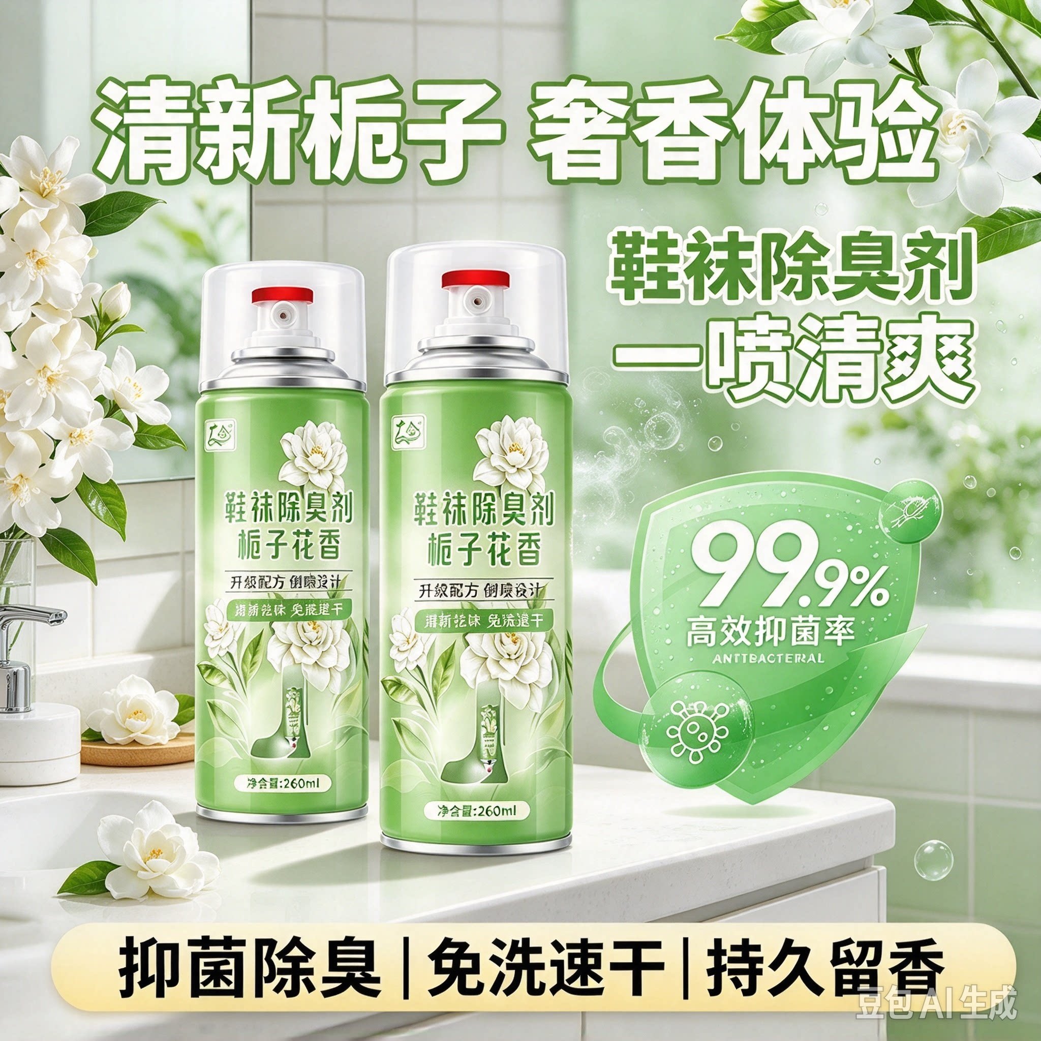 【拍1发3】栀子花香鞋除臭喷雾银离子抑菌免洗消臭干爽持久留香MD