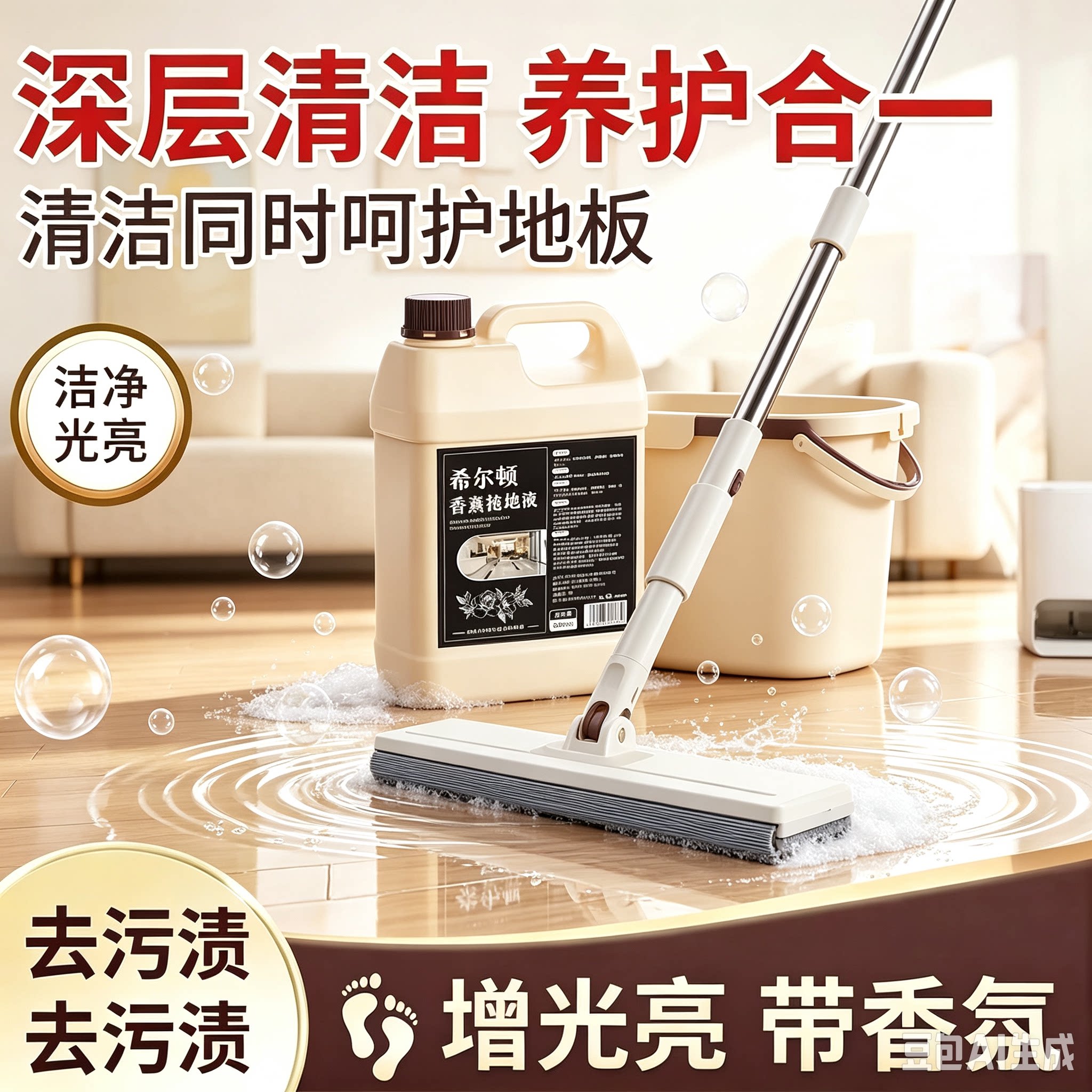 希尔顿同款地板瓷砖清洁剂拖地液速干无痕家用酒店去味留香JT