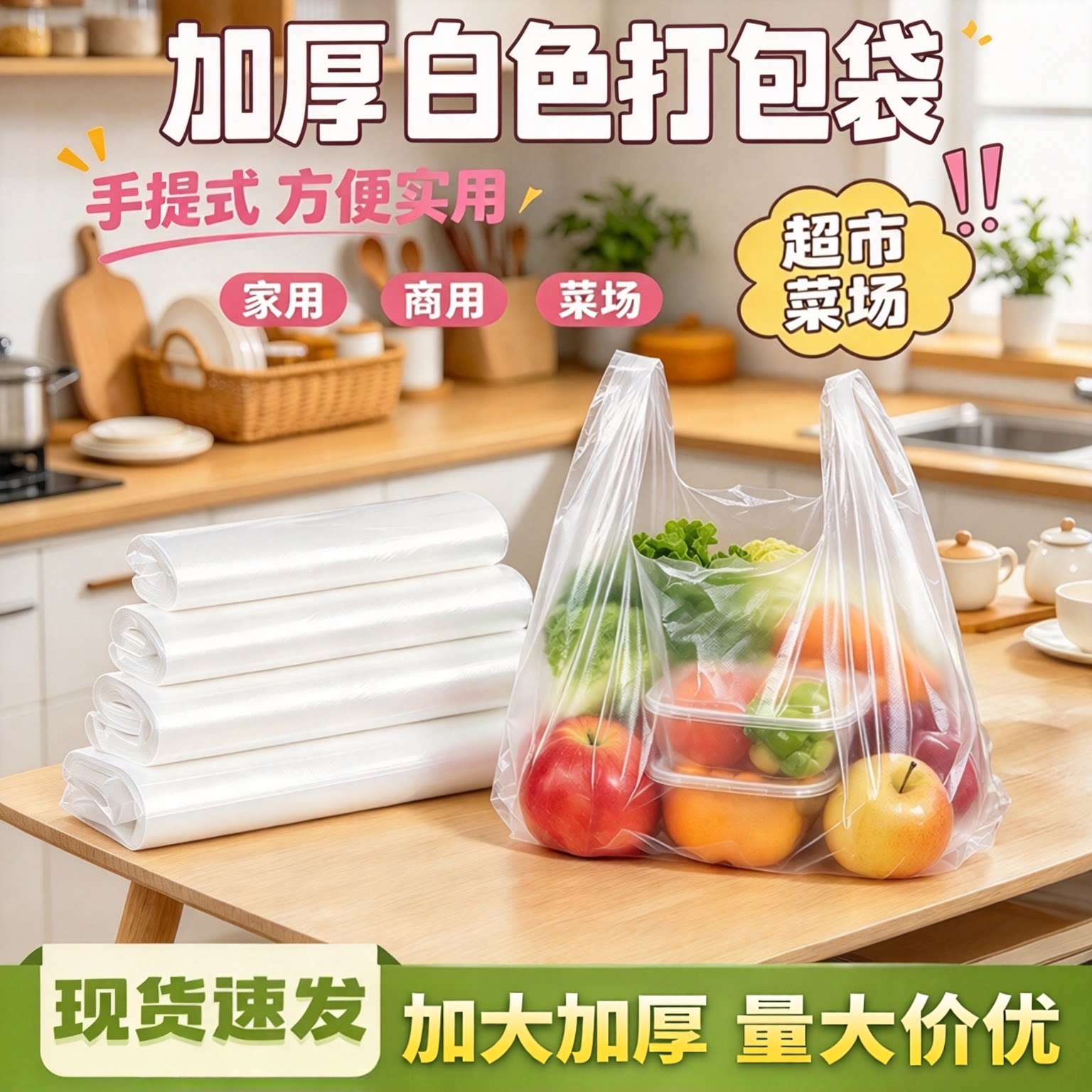 加厚白色塑料袋批发厂家一次性家用手提打包袋胶袋背心袋子方便袋