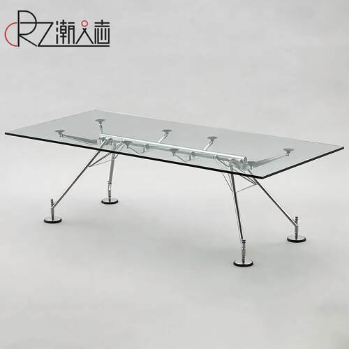 Nomos Table诺莫斯长桌透明玻璃餐桌办公桌创意电脑桌不锈钢书桌