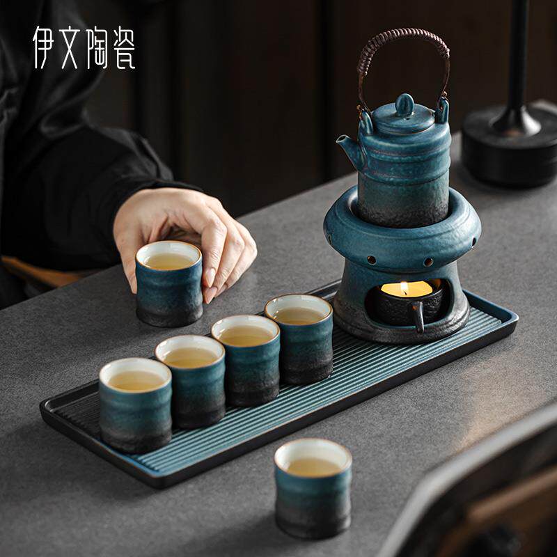 陶瓷功夫茶具套装复古温茶器暖茶炉蜡烛底座加热台保温家用煮茶壶