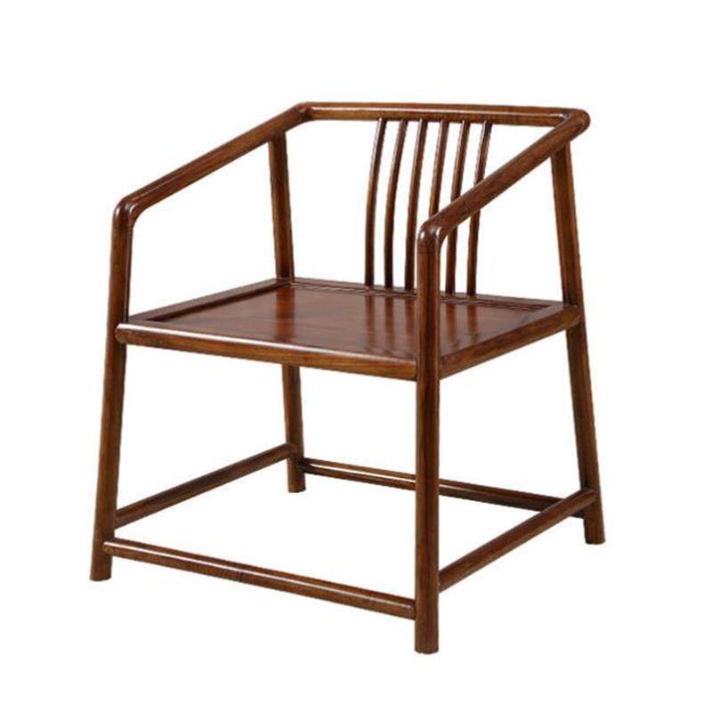新中式实木椅子圈椅办公家用泡茶梳子椅太师椅仿古凳子整装橡胶木