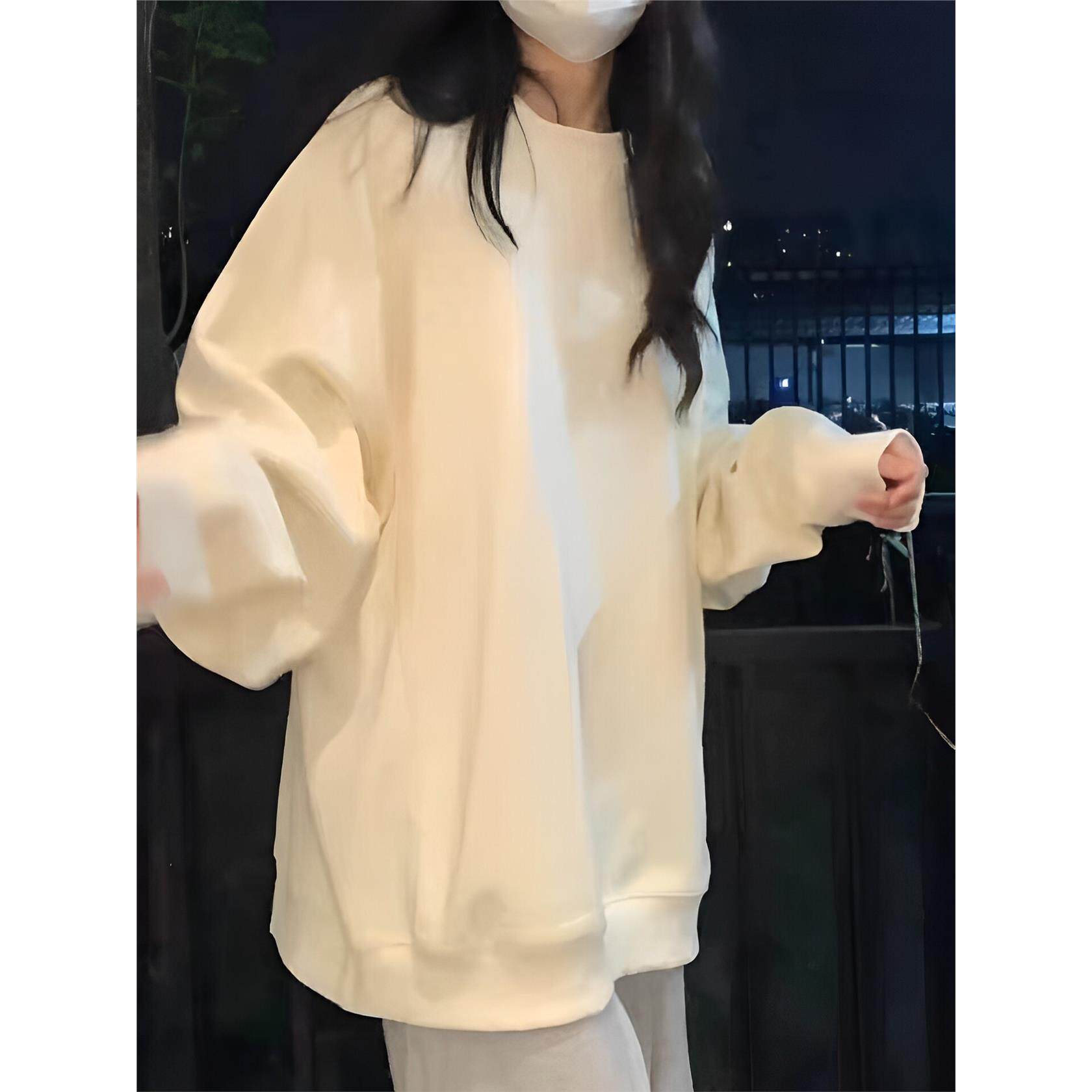 ins超火纯色无帽卫衣女春