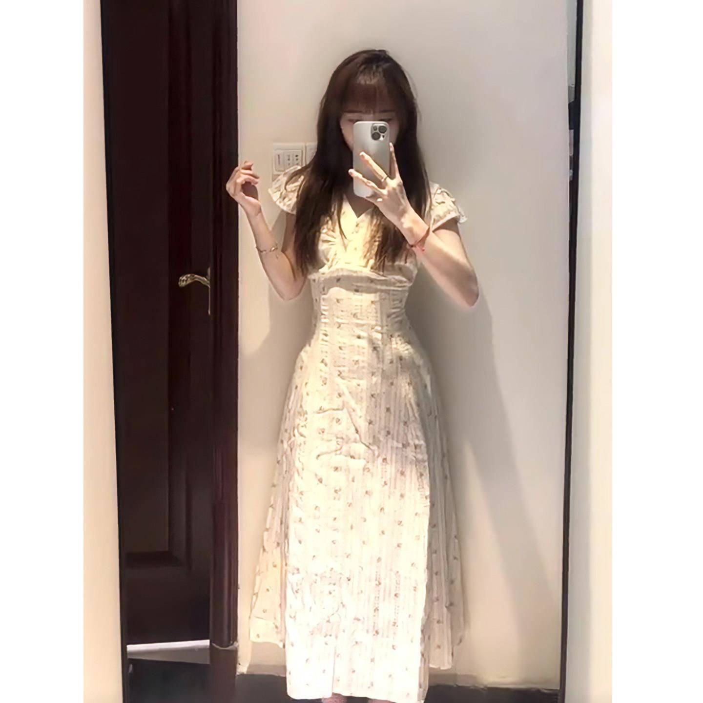学院风美碎柔花收腰洋装女小夏AZQ温气质初甜恋公主裙修身长裙个