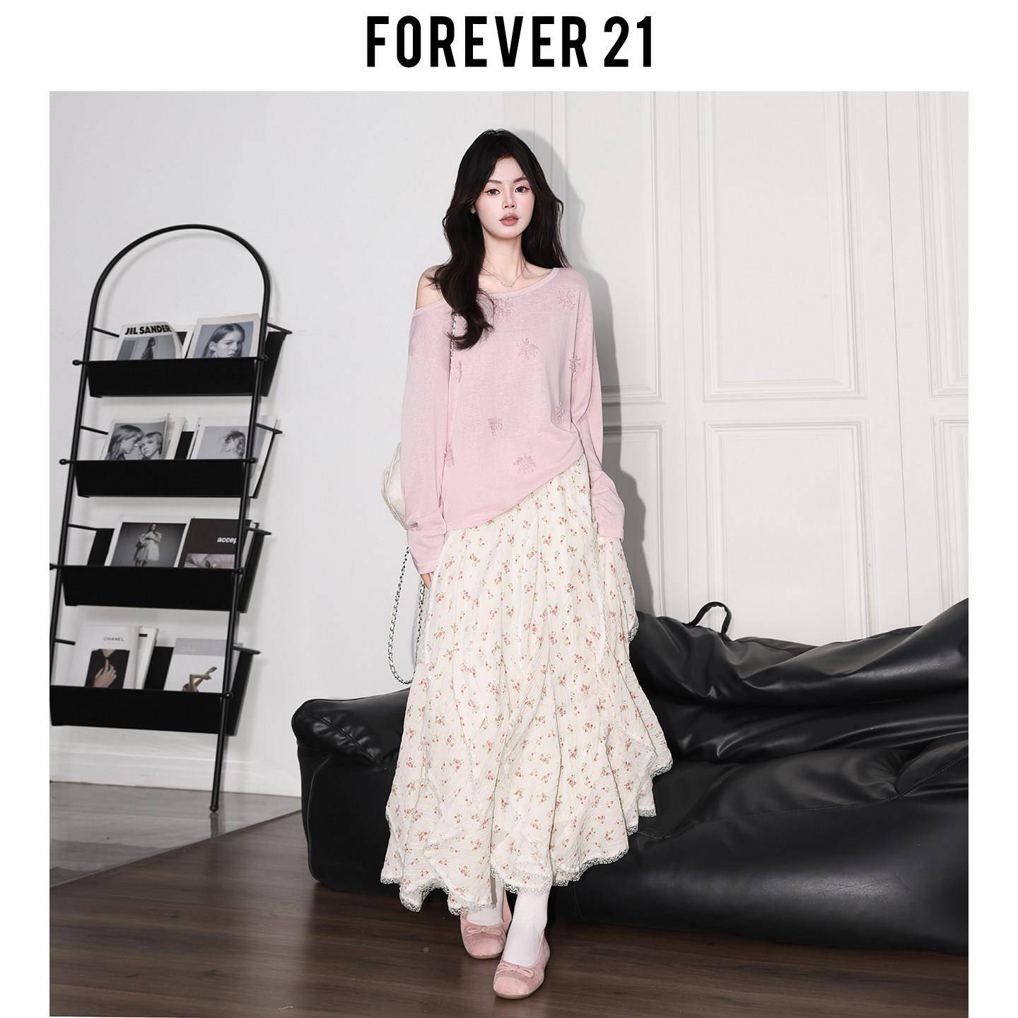 oevZITrer 21温柔粉F色碎花不蕾规则长裙女法式高腰大摆丝仙女半