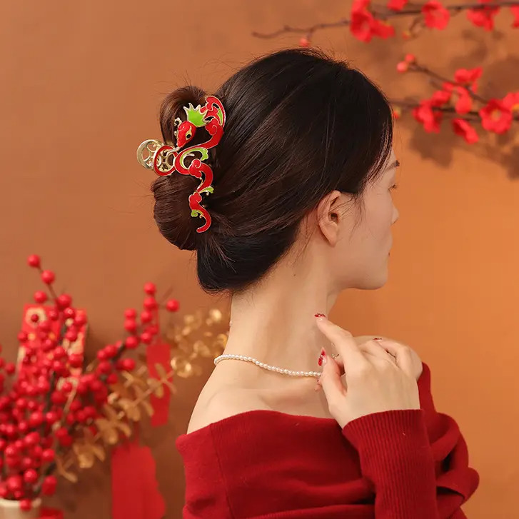 中秋佳节送女生老婆敦煌飞天设计2026原创中国风蛇抓夹小众礼物