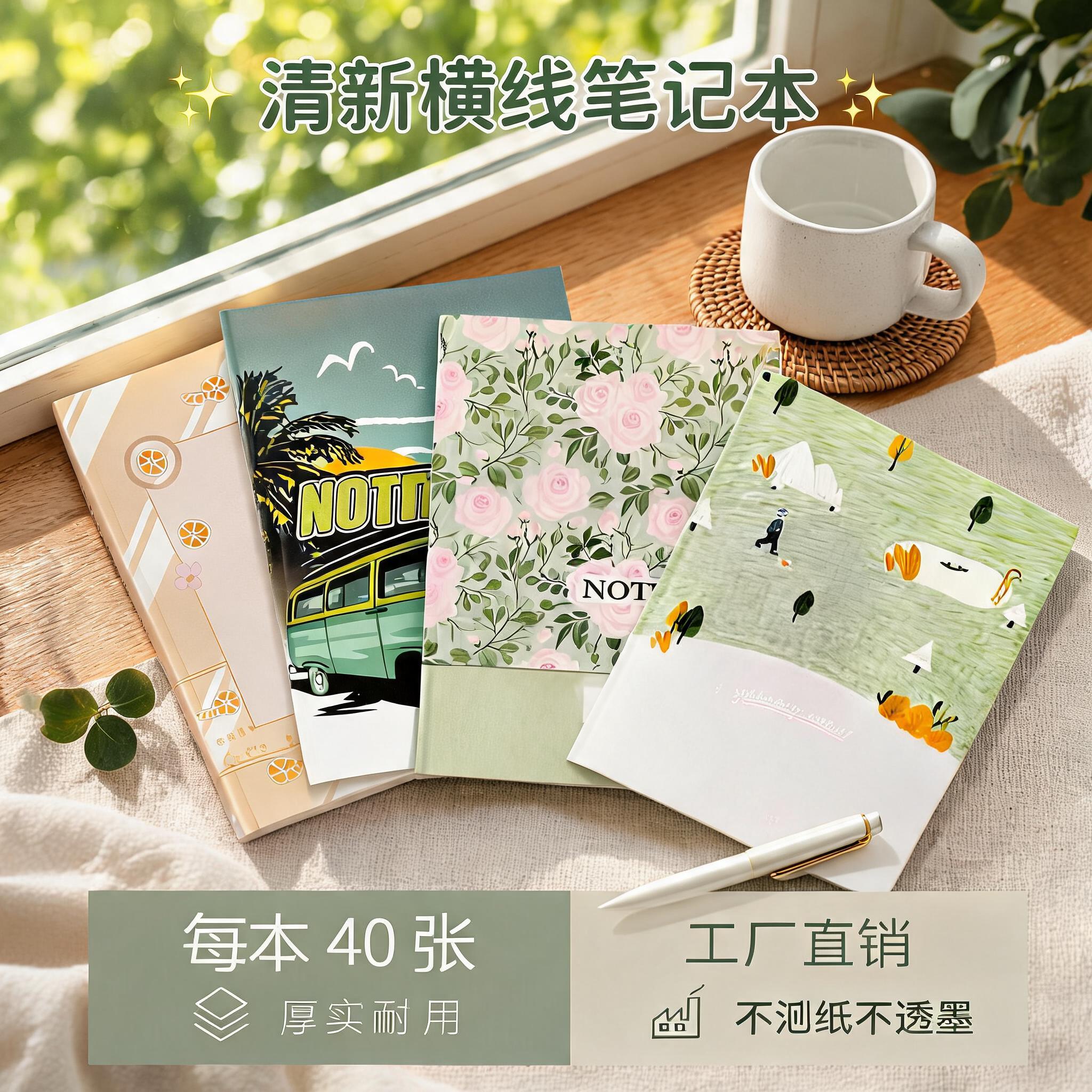 工厂厚实耐用横线本B5笔记本开学用品本子日记本高颜值清新记事本
