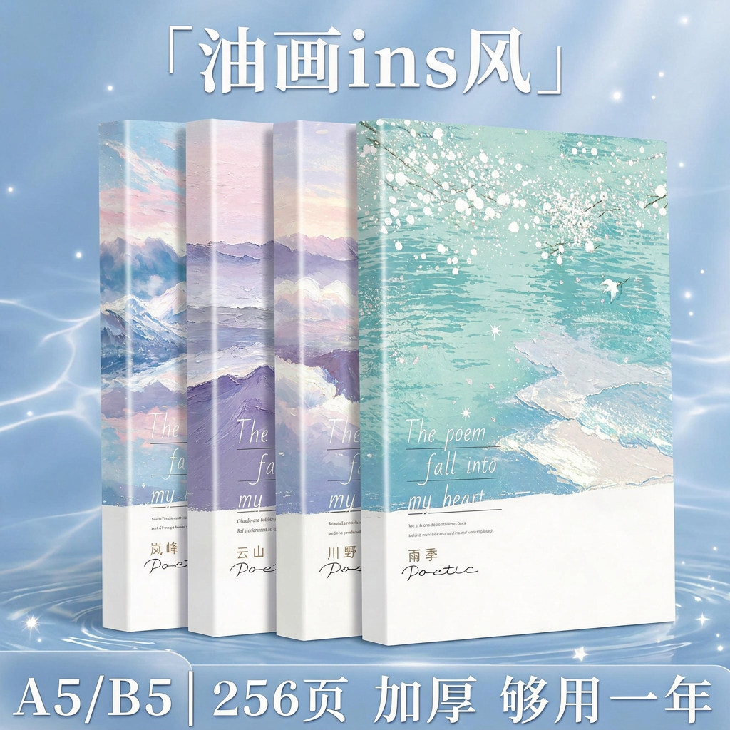 乐印村高颜值空白内页笔记本本子初高中学生通用记事本加厚日记本