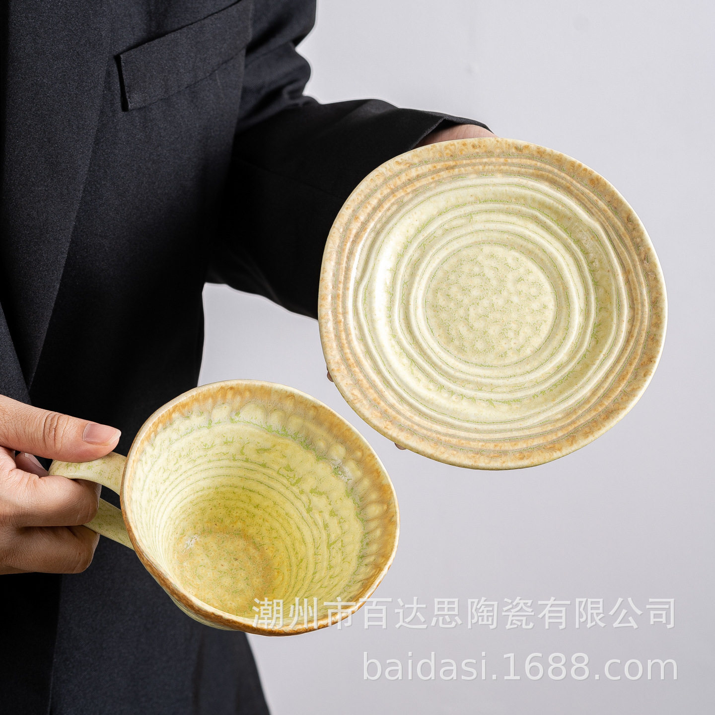 复古杯子窑变陶瓷咖啡杯碟套装下午茶杯碟轻奢高颜值欧式水杯礼盒