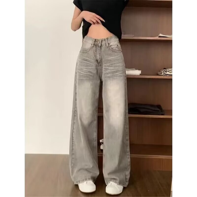 阔腿牛仔裤女复古春秋季显瘦百搭直筒拖地裤2026新款美式高腰宽松