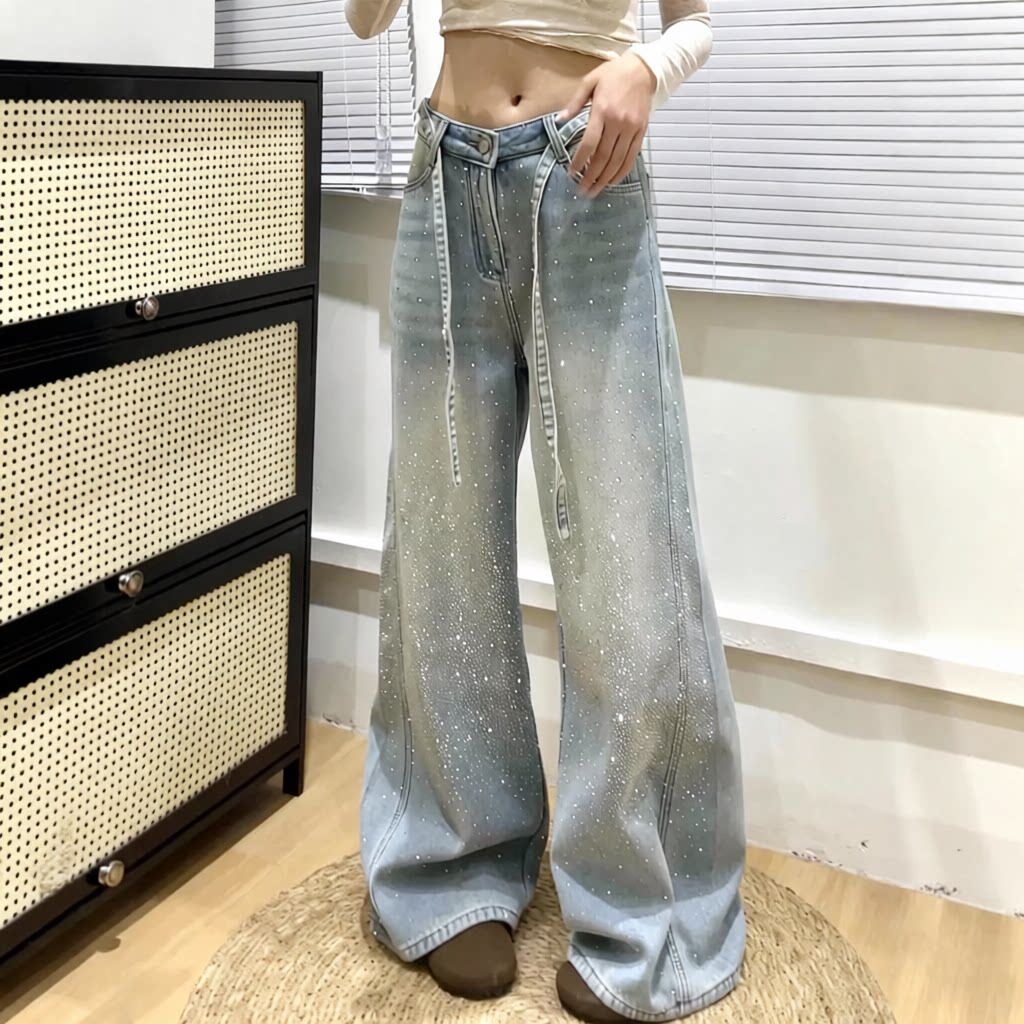 满天星牛仔裤满钻烫钻满天星烫钻