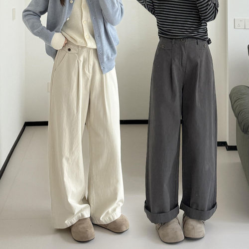 日系休闲工作服裤女大尺