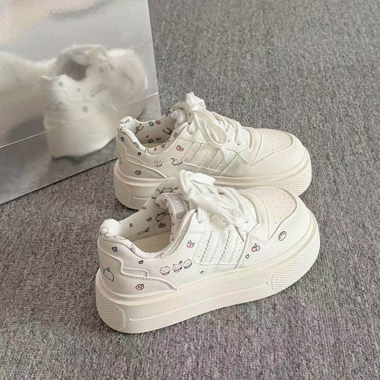 松糕厚底增高小白鞋女款2